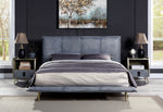 Metis Gray Top Grain Leather King Bed