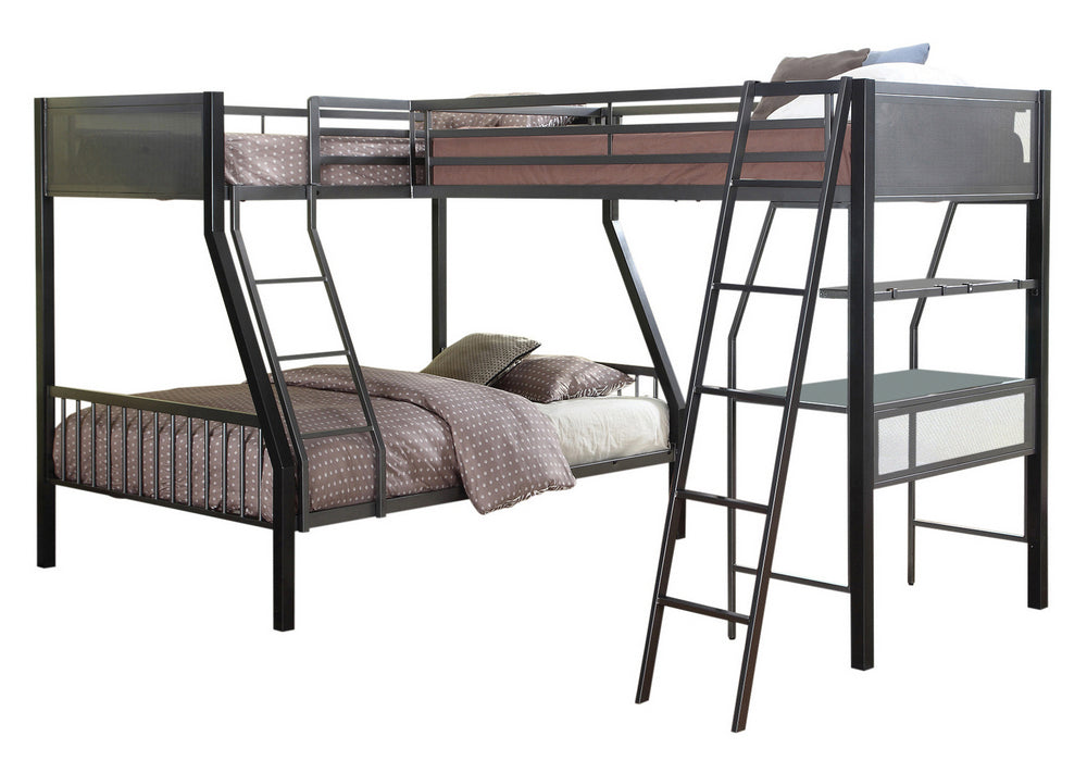 Meyers Black/Charcoal Metal Twin/Full/Twin Triple Bunk Bed