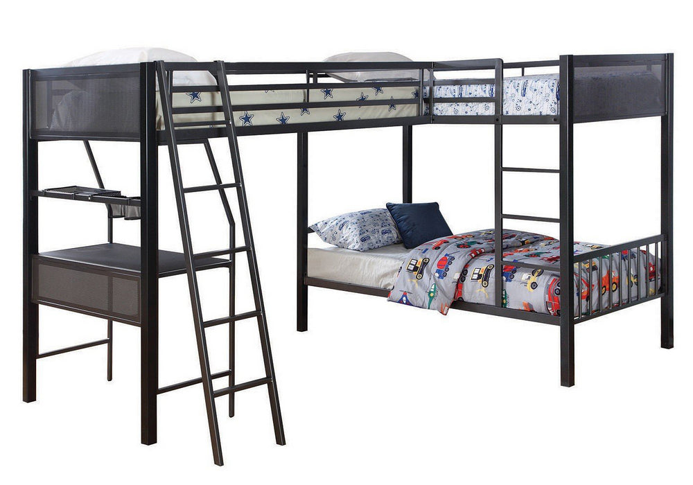 Meyers Black/Charcoal Metal Twin Triple Bunk Bed