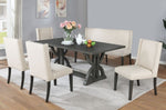 Mia 2 Beige Linen/Rustic Black Wood Side Chairs