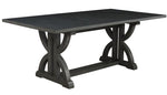 Mia 6-Pc Rustic Black Wood/Beige Linen Dining Table Set