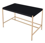 Midriaks Black Wood/Gold Metal Writing Desk with USB