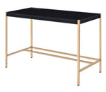 Midriaks Black Wood/Gold Metal Writing Desk with USB