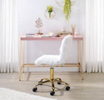 Midriaks Pink Blue Wood/Gold Metal Writing Desk with USB