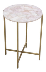 Mika Rose Genuine Quartz/Metal Accent Table