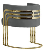 Mileva Gray Velvet Fabric/Gold Arm Chair