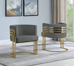 Mileva Gray Velvet Fabric/Gold Arm Chair