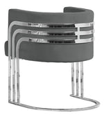 Mileva Gray Velvet Fabric/Silver Arm Chair