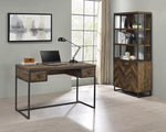 Millbrook Rustic Oak Herringbone/Gunmetal Writing Desk