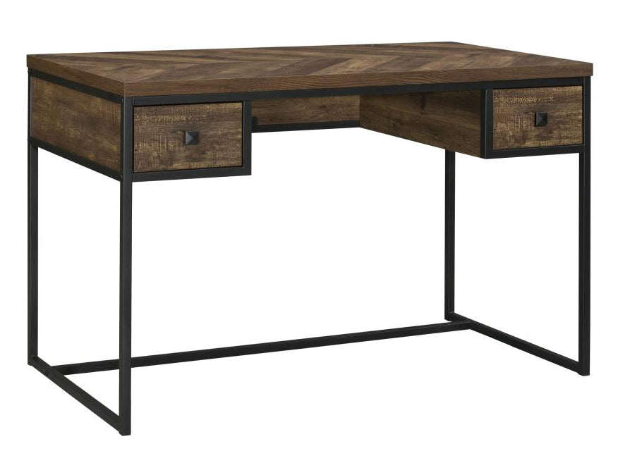 Millbrook Rustic Oak Herringbone/Gunmetal Writing Desk