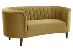 Millephri Olive Yellow Velvet Loveseat