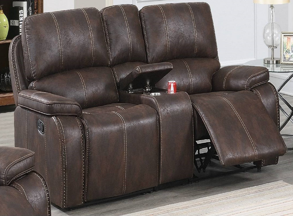 Minea Chocolate Faux Leather Manual Recliner Loveseat