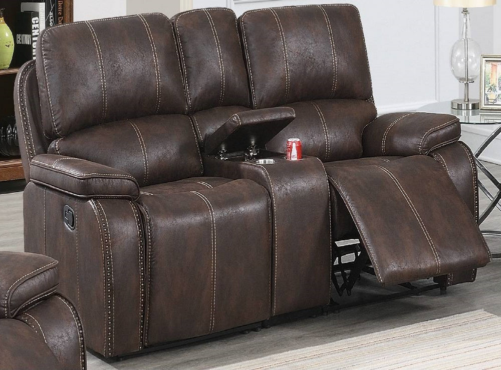 Minea Chocolate Faux Leather Power Recliner Loveseat