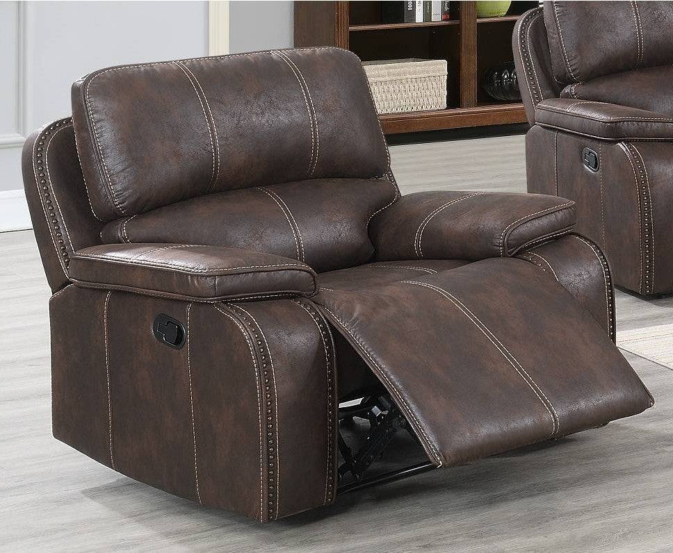 Minea Chocolate Leather-Like Fabric Manual Recliner