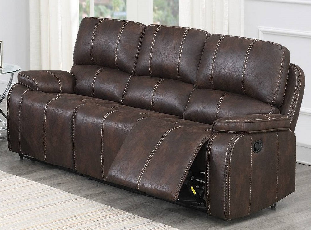 Minea Chocolate Leather-Like Fabric Power Recliner Sofa