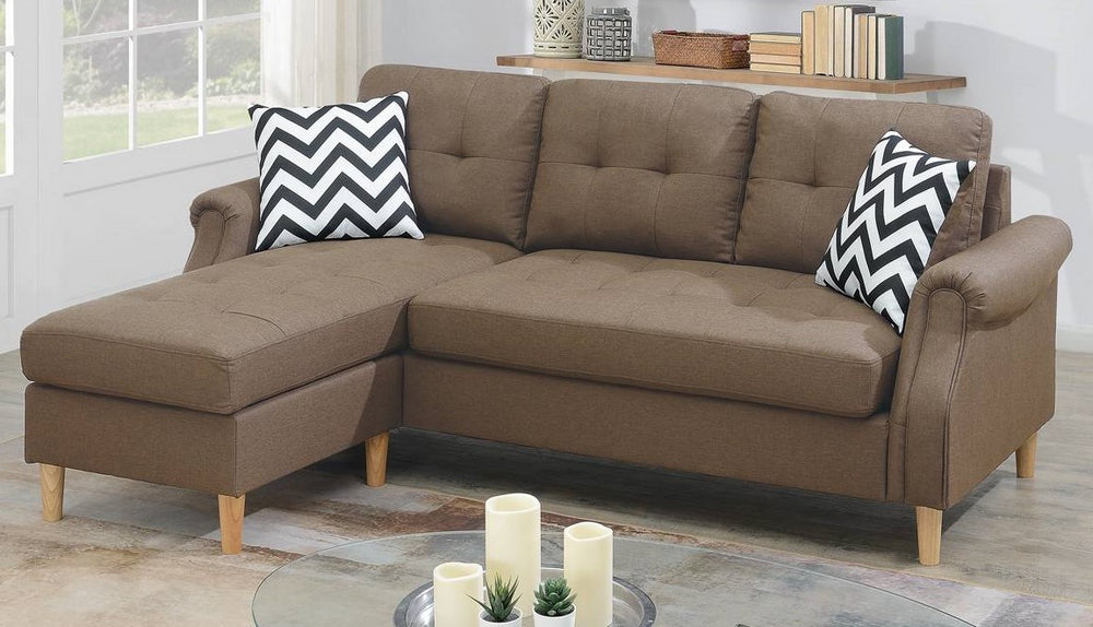 Minty 2-Pc Light Coffee Fabric Reversible Sectional Sofa