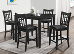 Mira 5-Pc Black Wood Counter Height Table Set