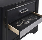 Miranda Black Wood 2-Drawer Nightstand