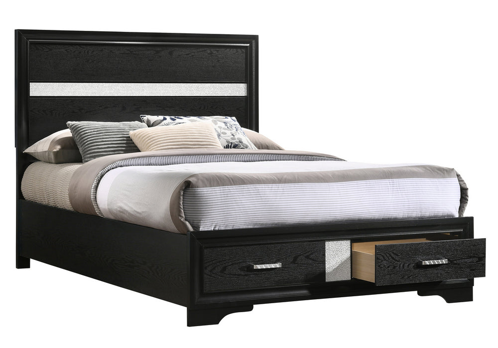 Miranda Black Wood Fully Slatted Full Storage Bed