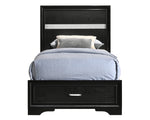 Miranda Black Wood Fully Slatted Twin Storage Bed