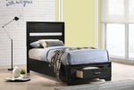 Miranda Black Wood Fully Slatted Twin Storage Bed