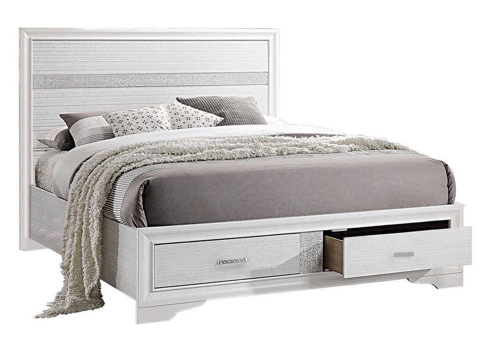 Miranda White Wood Fully Slatted Queen Storage Bed