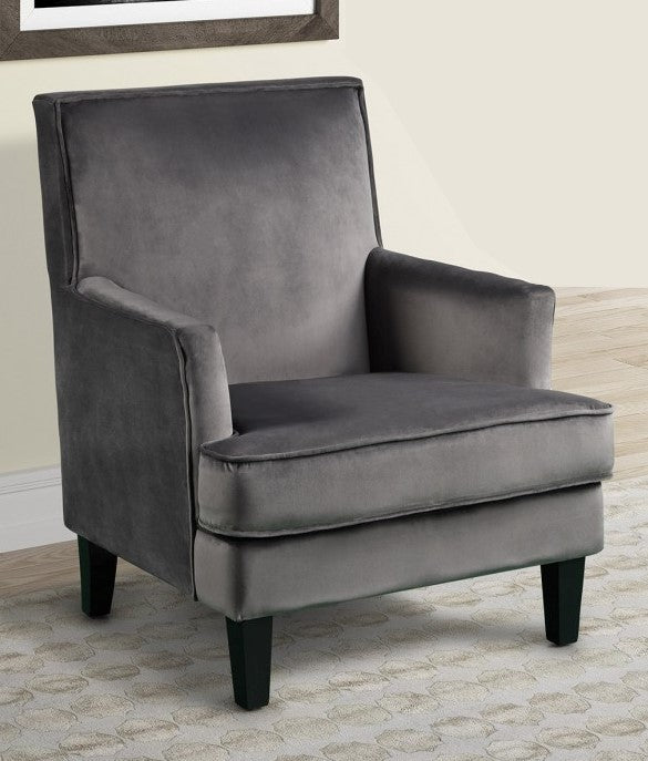 Mirembe Gray Velvet Accent Chair