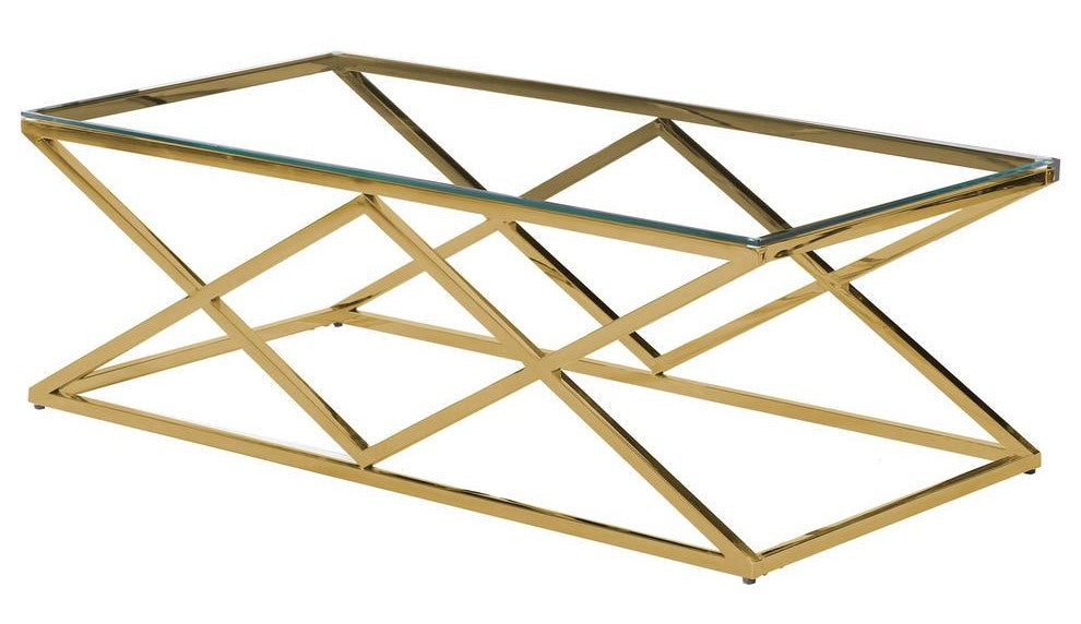 Mirka Clear Glass/Gold Metal Coffee Table