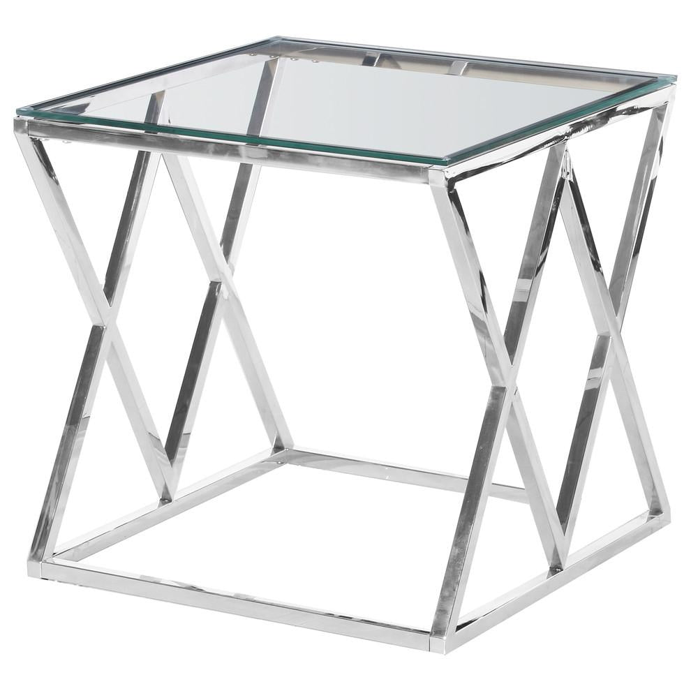 Mirka Clear Glass/Silver Metal End Table