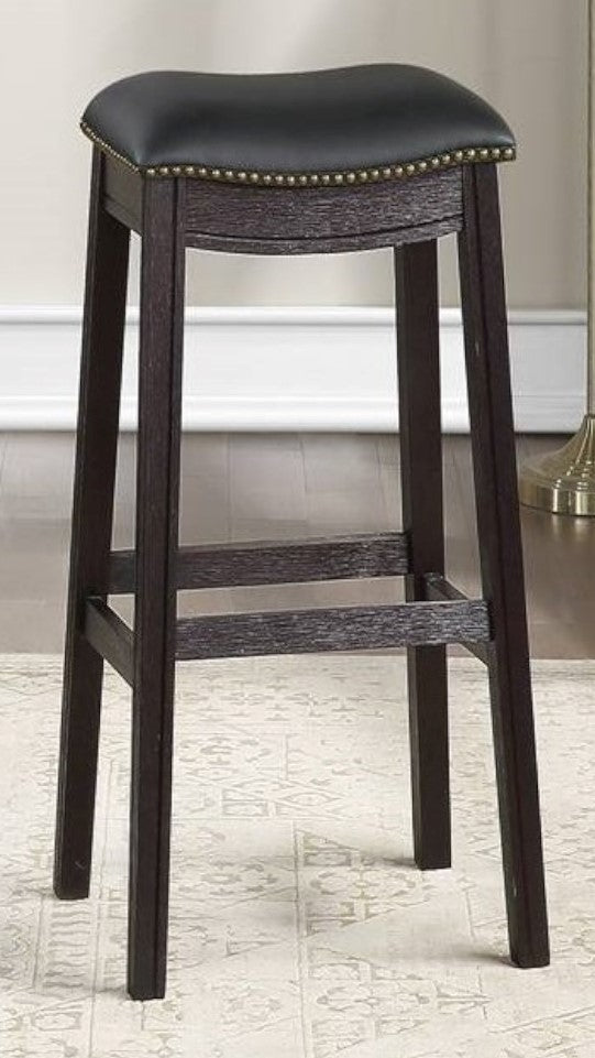 Missie 2 Black PU Leather/Wood Bar Stools