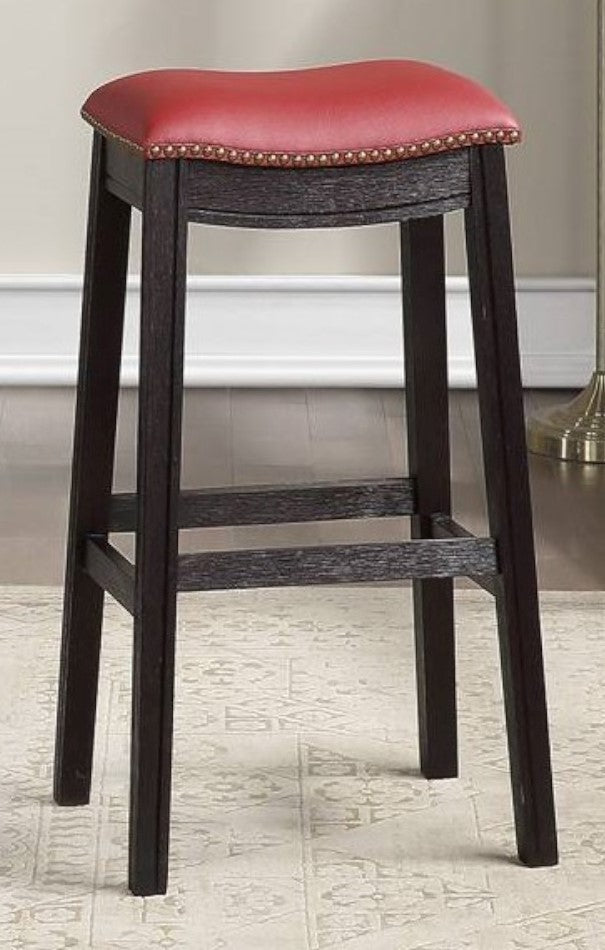 Missie 2 Burgundy PU Leather/Wood Bar Stools