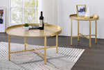 Mithea Oak Wood/Gold Metal End Table with Tray Top