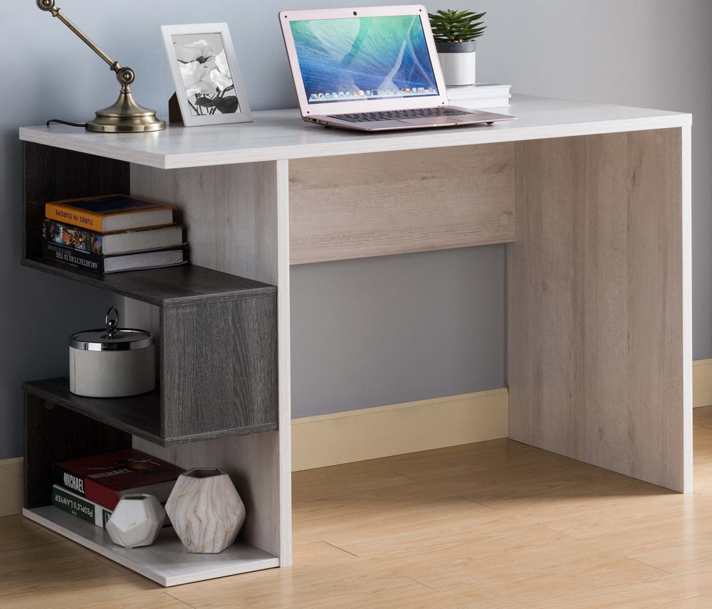 Moana White Oak/Distressed Grey Wood Desk with USB