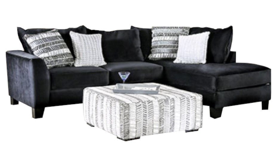 Modbury 2-Pc Black Microfiber RAF Sectional