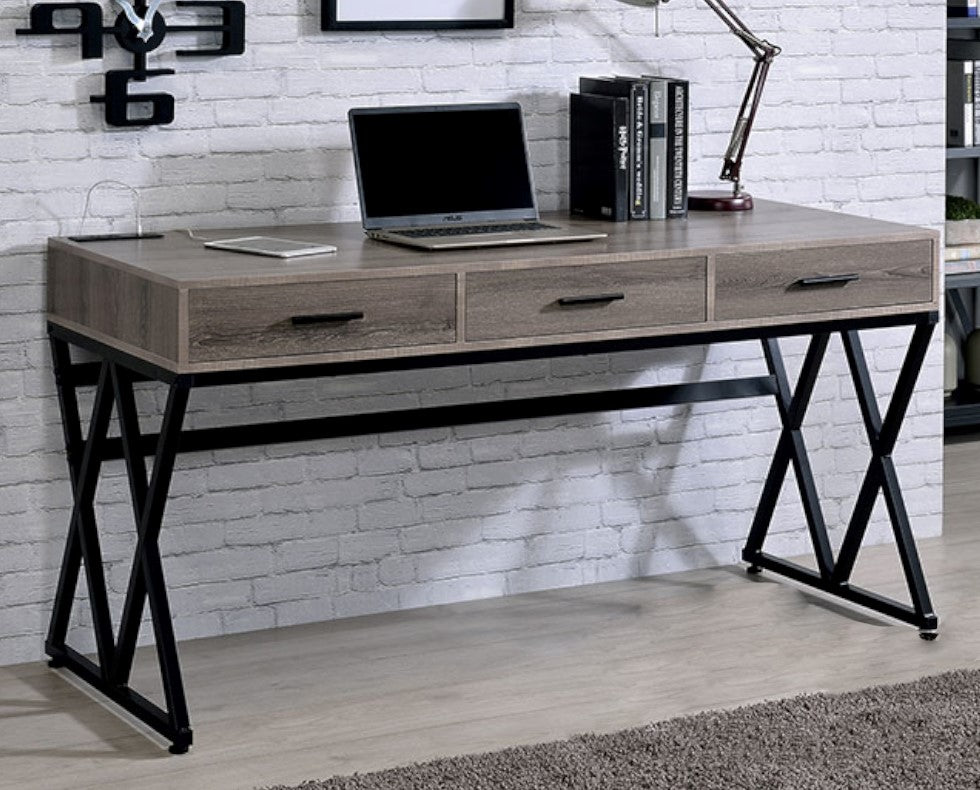 Moers Gray Wood/Sand Black Writing Desk