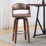 Mona Brown Wood/Rose Faux Leather Counter Height Stool