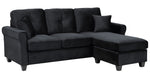 Monty Black Velvet Fabric Reversible Sectional Sofa