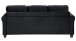 Monty Black Velvet Fabric Reversible Sectional Sofa