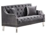 Mora 2-Pc Grey Velvet Sofa Set