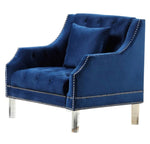 Mora 3-Pc Blue Velvet Sofa Set