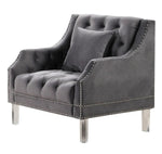 Mora 3-Pc Grey Velvet Sofa Set