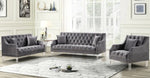 Mora 3-Pc Grey Velvet Sofa Set