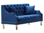 Mora Blue Velvet Tufted Loveseat