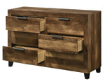 Morales Rustic Oak Wood 6-Drawer Dresser