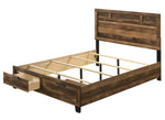 Morales Rustic Oak Wood King Bed with Storage