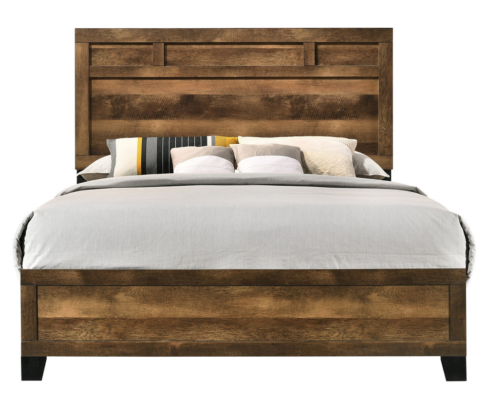 Morales Rustic Oak Wood Queen Bed