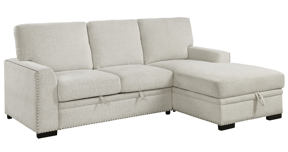 Morelia 2-Pc Beige Fabric RAF Sectional Sofa Bed