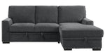 Morelia 2-Pc Charcoal Fabric RAF Sectional Sofa Bed