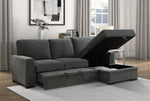 Morelia 2-Pc Charcoal Fabric RAF Sectional Sofa Bed