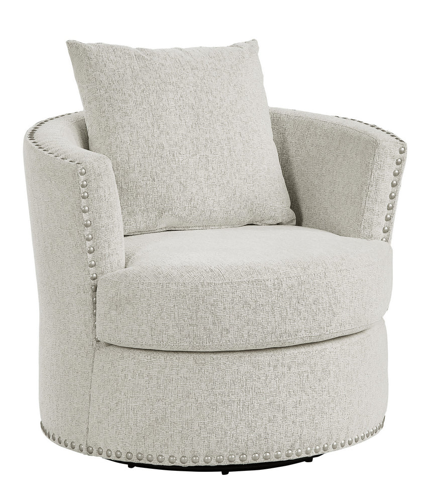 Morelia Beige Chenille Fabric Chair with Nailhead Trim